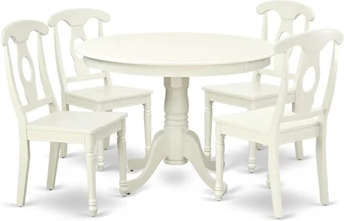 Miniatura 9 de East West Furniture HLKE3-BCH-LC Juego de mesa y sillas de cocina de 3 piezas contiene una mesa de comedor redonda con pedestal y 2 sillas tapizadas