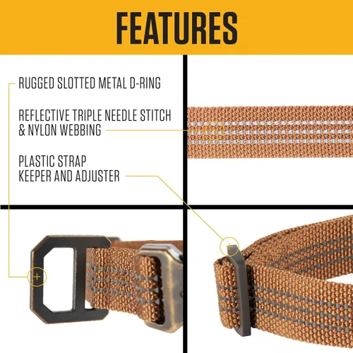 Miniatura 2 de Carhartt Collares de cincha de nylon totalmente ajustables para perros, costuras reflectantes para visibilidad, Grande Naranja cazador