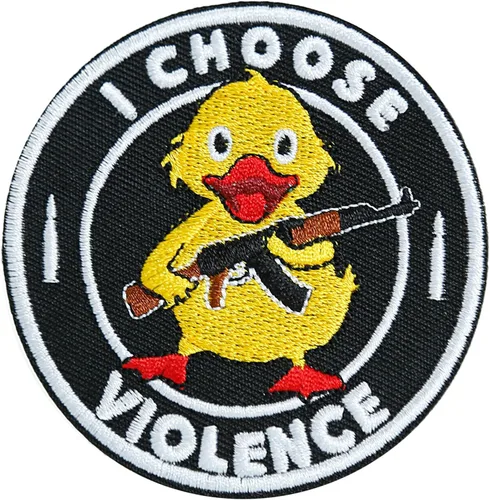 XMJY I Choose Violence Duck Patches, parches bordados de 3 pulgadas para planchar, apliques divertidos para mochilas tácticas, sombreros, bolsas de