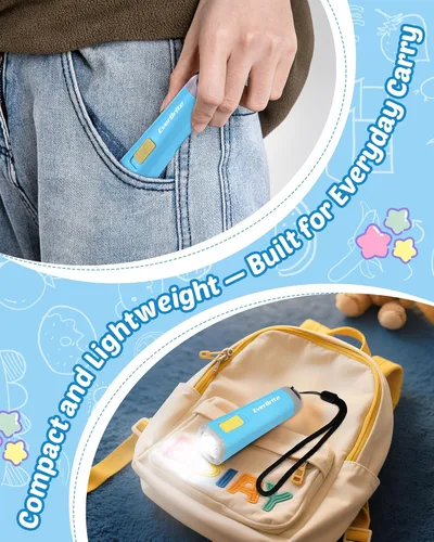 Miniatura 7 de EverBrite Linterna pequeña, mini linterna LED, uso de antorcha de plástico para emergencias, camping, al aire libre con cordón 3AAA batería Azul