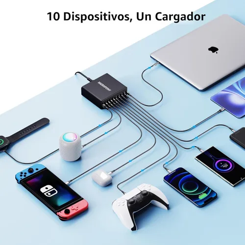Miniatura 4 de Bloque de Cargador USB C de 320W, Estación de Carga de 10 Puertos USB C GaN III PD 65W Adaptador de Carga Rápida para Laptop para MacBook Pro/Air