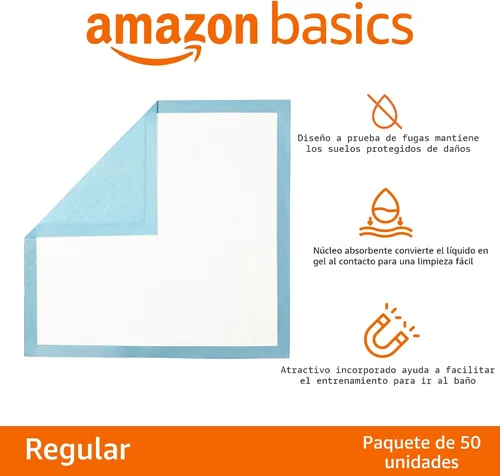 Miniatura 2 de Amazon Basics Almohadillas resistentes para orina de perros y cachorros, 5 capas a prueba de fugas, ultra absorbentes, superficie de secado rápido