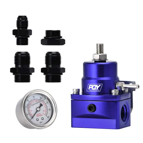 Miniatura 6 de Regulador de Presión de Combustible AN8 de Alimentación y AN6 de Línea de Retorno + Juego de Manómetro 0-160PSI Negro+Rojo