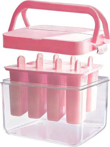 Moldes para paletas con tapa y contenedor, 9 piezas, reutilizables, fáciles de liberar, moldes para paletas caseras, sin olor, sin bisfenol A 8