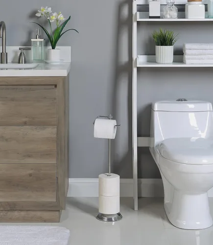 Miniatura 2 de Soporte de papel higiénico SunnyPoint para baño, independiente, con función de reserva, acabado cromado