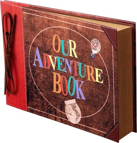 Miniatura 10 de Álbum de Fotos para Scrapbook, Nuestro Libro de Aventuras, Palabras en Relieve Tapa Dura Película Up Álbum de Recortes de Viaje para Aniversario