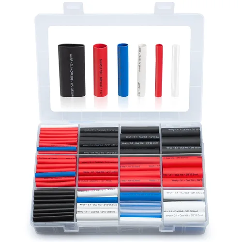 Wirefy Kit de tubos termorretráctiles, 275 piezas, relación 3:1, forro adhesivo, tubo retráctil de alambre, tubo termorretráctil industrial,