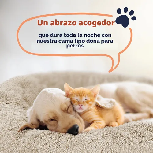 Miniatura 7 de Cama para perros con forma de dona, comodidad prémium para aliviar la ansiedad, diseño esponjoso y calmante con soporte ultra afelpado, acogedora