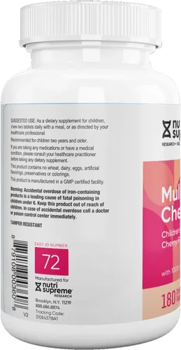 Miniatura 3 de Delicious Kids Multivitamínico, 180 masticables vegetarianos – Suplemento completo para niños con vitaminas y minerales esenciales – Vitamina A, B