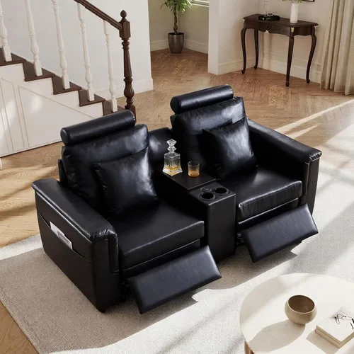 Miniatura 58 de ORRD Consola de almacenamiento multifuncional con soportes dobles para tazas, mesa, estación de carga USB para sofá modular seccional para sala
