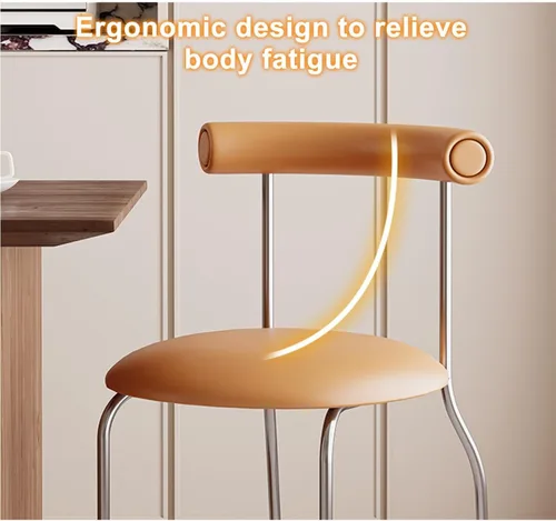 Miniatura 4 de LEIYTFE Silla de comedor minimalista moderna nórdica para recepción, cojín de cuero y respaldo, silla de lectura para sala de estudio y balcón Negro