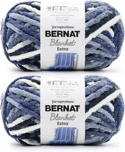 Miniatura 19 de Bernat - Estambre para mantas Extra Negro, 2 paquetes de 300g/10.5 onzas, poliéster, #7, jumbo, tejido de punto/ganchillo