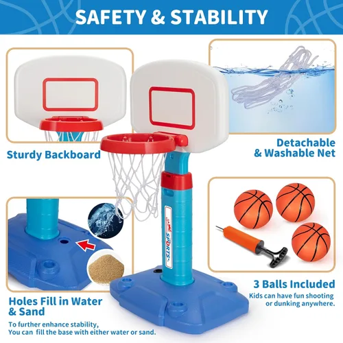 Miniatura 6 de Aro de Baloncesto para Niños Pequeños de Interior para Edades 1-3, Aros de Baloncesto Ajustables para Niños, Mini Aro de Baloncesto con 3 Pelotas