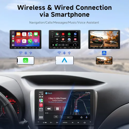 Miniatura 4 de ATOTOZONE A5L - Estéreo Android de doble DIN para automóvil de 7 pulgadas con cámara de tablero DVR de 1080P y cámara de respaldo, CarPlay Android
