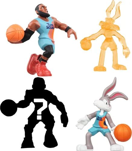 Moose Toys Space Jam: A New Legacy - Paquete de 4 - Lebron, Bugs Bunny, Wile E. Coyote y 1 figura misteriosa - Banco, multicolor, 14574