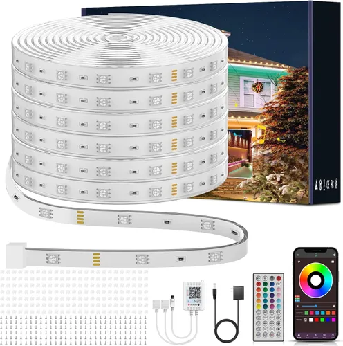 Miniatura 7 de Ledagic Tira de luces LED de neón RGB de 32.8 pies con aplicación, control remoto, tira de luz de neón impermeable IP65 para interiores