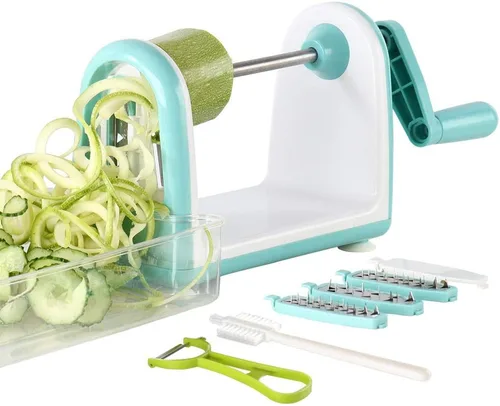 Ourokhome Espiralizador de espaguetis para hacer fideos de calabacín, cortador de verduras de 5 cuchillas para fideos vegetales y chips rizados