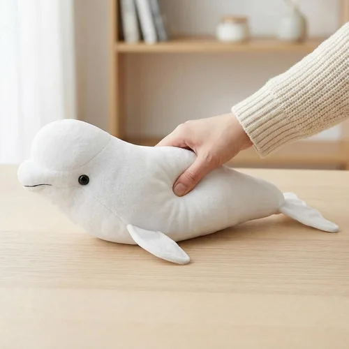 Miniatura 7 de Juguete de peluche de ballena beluga blanca de simulación – Juguete largo realista de delphinapterus leucas muñeca ballena juguetes de peluche súper