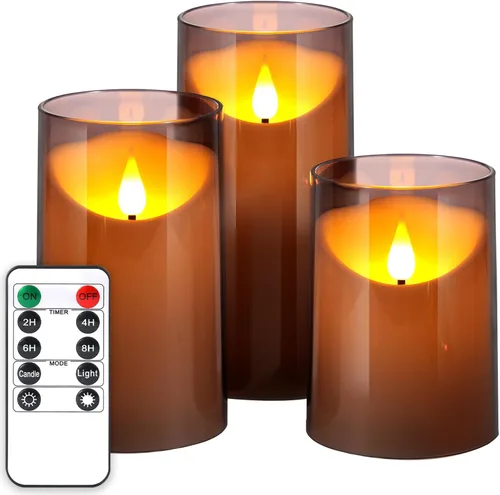 Miniatura 11 de NURADA Velas sin llama con temporizador remoto: vela de pilar LED de mecha 3D que funciona con pilas, juego de velas falsas de acrílico irrompible