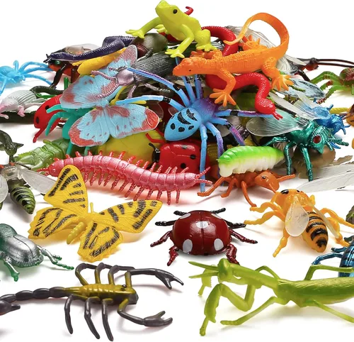Juego de 73 mini insectos falsos de plástico, juguete realista de insectos para niños, colorido surtido de insectos para niños pequeños, fiesta