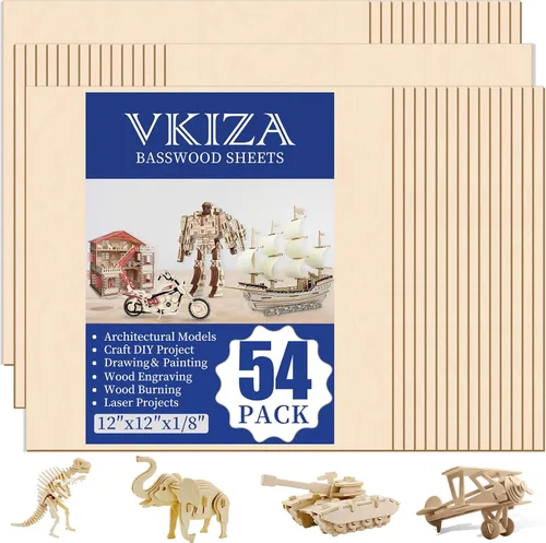 Miniatura 13 de Paquete de 20 hojas de tilo de 16 x 16 x 1/8 pulgadas, madera de tilo de 0.118 in para corte y grabado láser, tablero fino de madera contrachapada