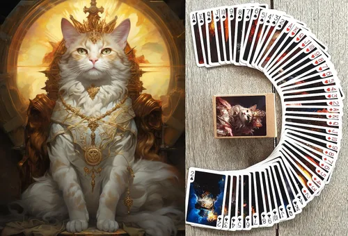 Miniatura 5 de Gatos victorianos que juegan a las cartas (baraja de póquer 54 cartas todas diferentes) Gatos guapos en trajes victorianos y sombreros lindos gatos