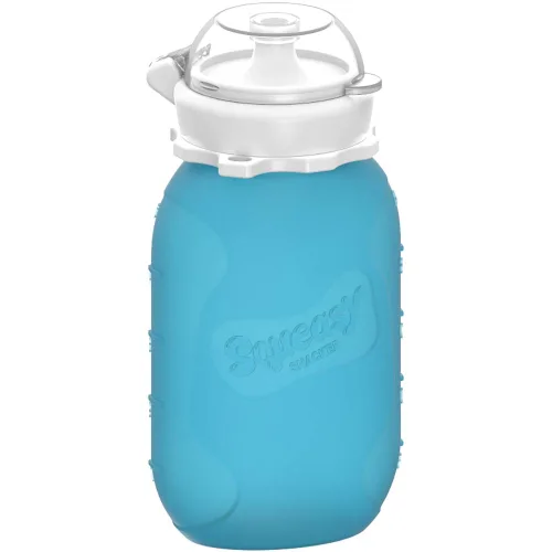 Miniatura 22 de Aqua 3.5 oz Squeasy Snacker - Bolsa de comida reutilizable de silicona a prueba de derrames - para alimentos blandos y líquidos - Agua, salsa