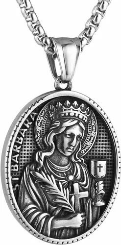 Miniatura 10 de HZMAN Collar de acero inoxidable de San José/María/Jesús para hombres y mujeres, medalla cristiana, amuleto, colgante, joyería de regalo