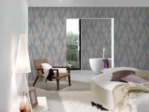 Miniatura 5 de CONCORD WALLCOVERINGS ™ Papel pintado moderno con textura, pared de vinilo decorativo, beige, azul, crema, naranja, turquesa, 21 pulgadas x 33 pies