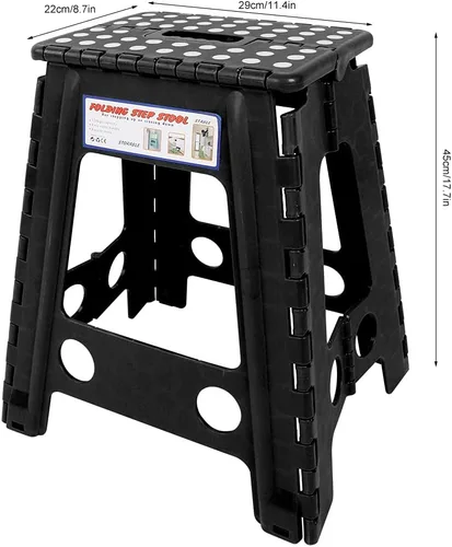 Miniatura 4 de Taburete de plástico Taburete plegable portátil para pesca de senderismo interior (negro)