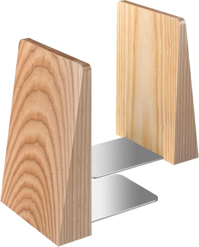 DRELIFAM Extremos para libros de madera de fresno resistentes hechos a mano para estantes, sujetalibros decorativos para sostener libros pesados