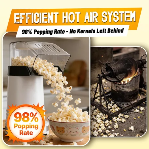 Miniatura 4 de 1200W Hot Air Popcorn Popper ETL Certified – Oil-Free Healthy Popcorn Maker Machine with 4.5 Quart Large Capacity, 2-Minute Fast Electric Popcorn