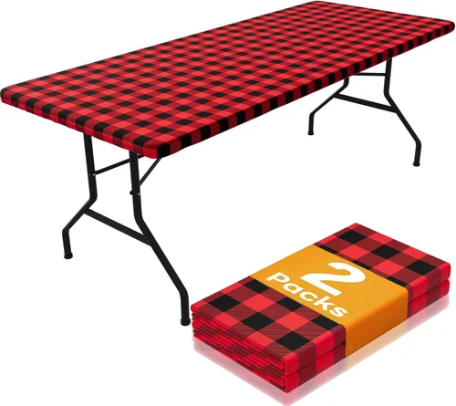 Miniatura 11 de Smiry Mantel de Mesa de Picnic Paquete de 2, Manteles Ajustables Elásticos Impermeables para Mesas Rectangulares de 18 x 72 pulgadas, Mantel