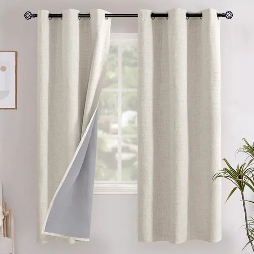 Miniatura 52 de YoungsTex - Cortinas opacas de lino para dormitorio, oscurecimiento de la habitación, cortinas con textura de lino, paneles con aislamiento térmico