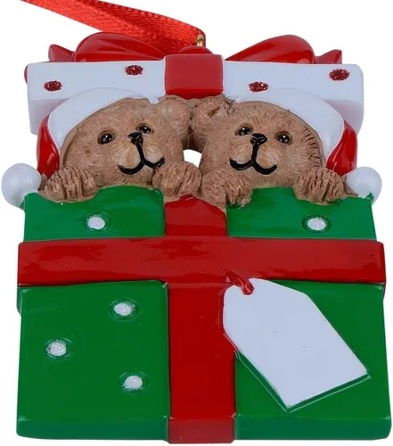 Miniatura 7 de Adornos de Navidad familiares personalizados 2023 – Adorno de Navidad de familia de 2 osos – Decoración de árbol de caja de regalo de oso