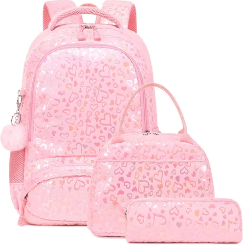 Miniatura 52 de Juego de mochila para niñas y adolescentes, mochila escolar para niños con bolsa para el almuerzo, estuche para lápices, mochilas escolares