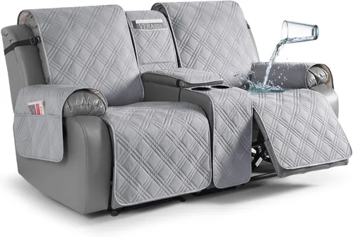 Miniatura 37 de TAOCOCO Fundas de sofá reclinable 100% impermeables con consola, fundas de sofá para sofá reclinable de 3 asientos con diseño de correas, funda