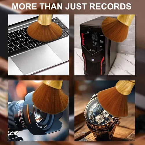 Miniatura 5 de Cepillo de limpieza de discos de vinilo, cerdas antiestáticas, mango de madera suave, para eliminación de polvo de tocadiscos LP, aguja