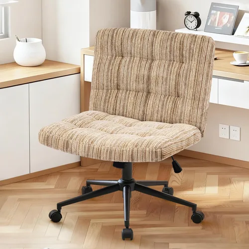Furnimart Silla de escritorio giratoria de 360° con cruz cruzada, cojín extra grueso, silla de felpilla de alta calidad con patas cruzadas con