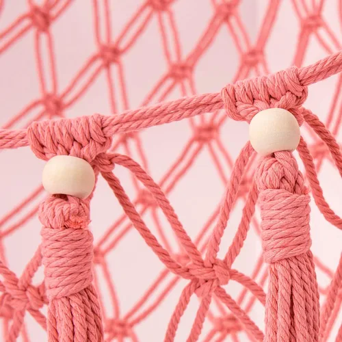 Miniatura 4 de MAKEONEWO Hamaca de Juguete de Peluche Colgante - Hecha a Mano, Organizador Grande de Macramé Rosa, Soporte de Red de Esquina para Juguetes de Rosa