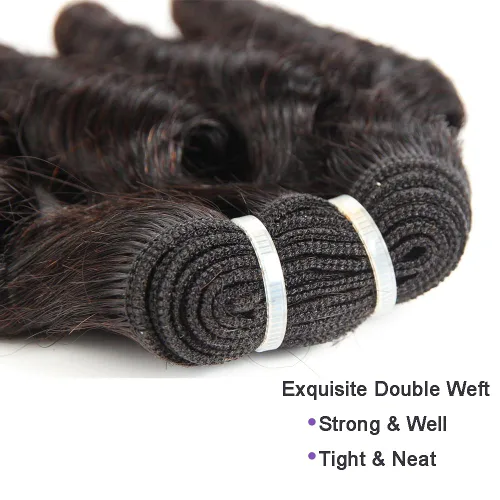 Miniatura 5 de Molefi Extensiones de cabello humano brasileño Funmi rizado, 4 paquetes de extensiones de cabello humano negro, extensiones de cabello corto rizado