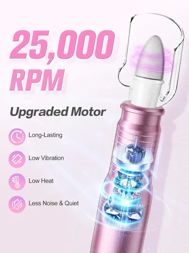 Miniatura 3 de Subay Kit profesional de manicura y pedicura, juego de taladro eléctrico para uñas con pantalla LED, 25000 RPM, 11 accesorios más 20 bandas