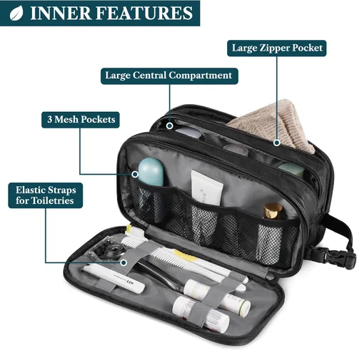Miniatura 2 de PAVILIA - Bolsa de aseo para hombres, estuche de viaje esencial con kit de afeitado Dopp, bolsa de viaje organizadora de artículos de tocador