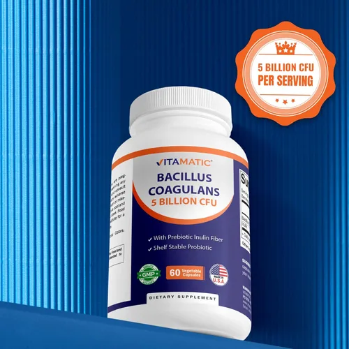 Miniatura 5 de Vitamatic Bacillus Coagulans Suplemento probiótico estable - Promueve la salud digestiva gastrointestinal - 60 cápsulas vegetales - Sobrevive a