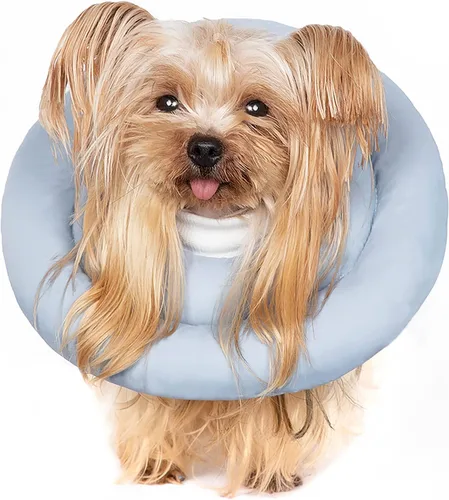 Cómodo y ajustable cono de perro suave alternativo después de la cirugía – Collar isabelino de dona para gatos, perros medianos y perros pequeños