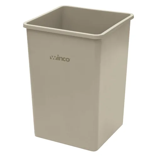 Miniatura 7 de Winco Papelera de plástico comercial cuadrada, 23 galones, color beige