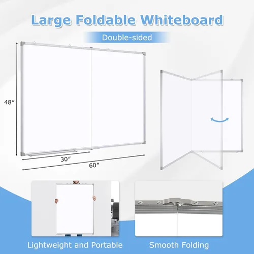Miniatura 2 de DOLLAR BOSS Pizarra blanca grande de 60 x 48 pulgadas plegable magnética para pared, pizarra portátil de borrado en seco de doble cara, tablero