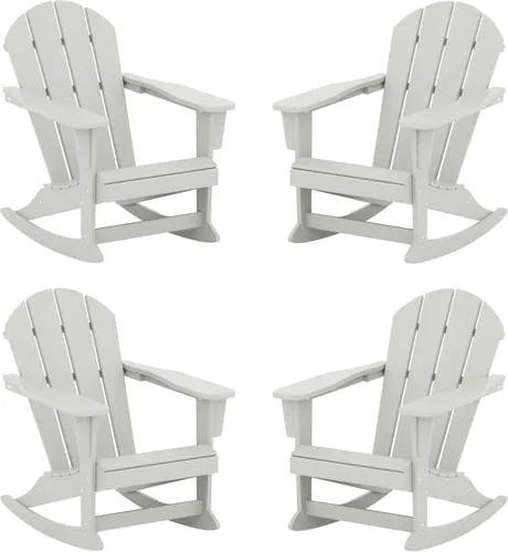Miniatura 59 de WestinTrends Silla mecedora Malibu de poliéster para exterior/patio Adirondack, Negra
