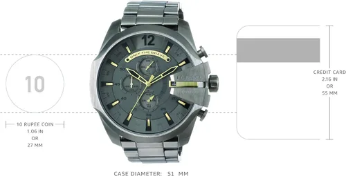 Miniatura 3 de Diesel Mega Chief - Reloj de cuarzo con cronógrafo de acero inoxidable para hombre
