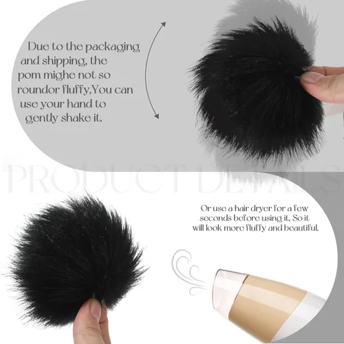 Miniatura 6 de Tatuo 16 pompones de piel sintética para sombrero de 4 pulgadas, bolas grandes y esponjosas para manualidades, tejer, gorro, zapatos, bufanda